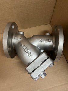2" KECKLEY STYLE SSA7 CLASS 150 RF FLANGED 316 STAINLESS STEEL Y-STRAINER