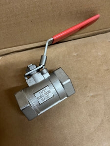 1 1/2" 2000 PSI NPT CF8M BODY DBL RP, 316SS TRIM, R-PTFE SEATS GRAPHITE SEALS, UNIBODY BALL VALVE, LOCKING HANDLE, API 607 FIRE-SAFE, NACE