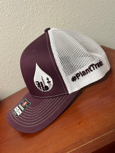 Trucker Hat; Maroon & White #PlantTrash