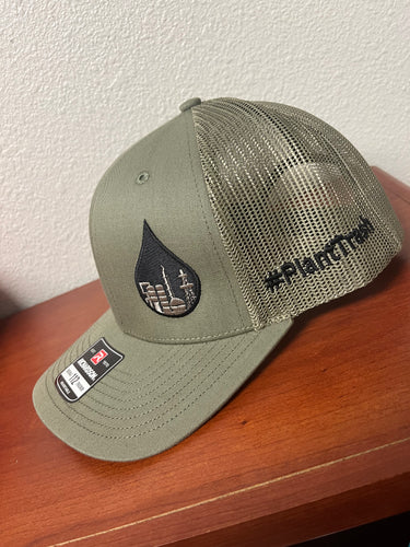 Trucker Hat; Army Green & Black # PlantTrash